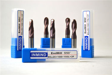 Ferramentas de corte revestidas afiladas CNC do carboneto de TiAlN do moinho de extremidade do nariz da bola para o cobre